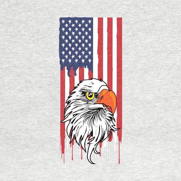 America Flag and USA Eagle by XOZ